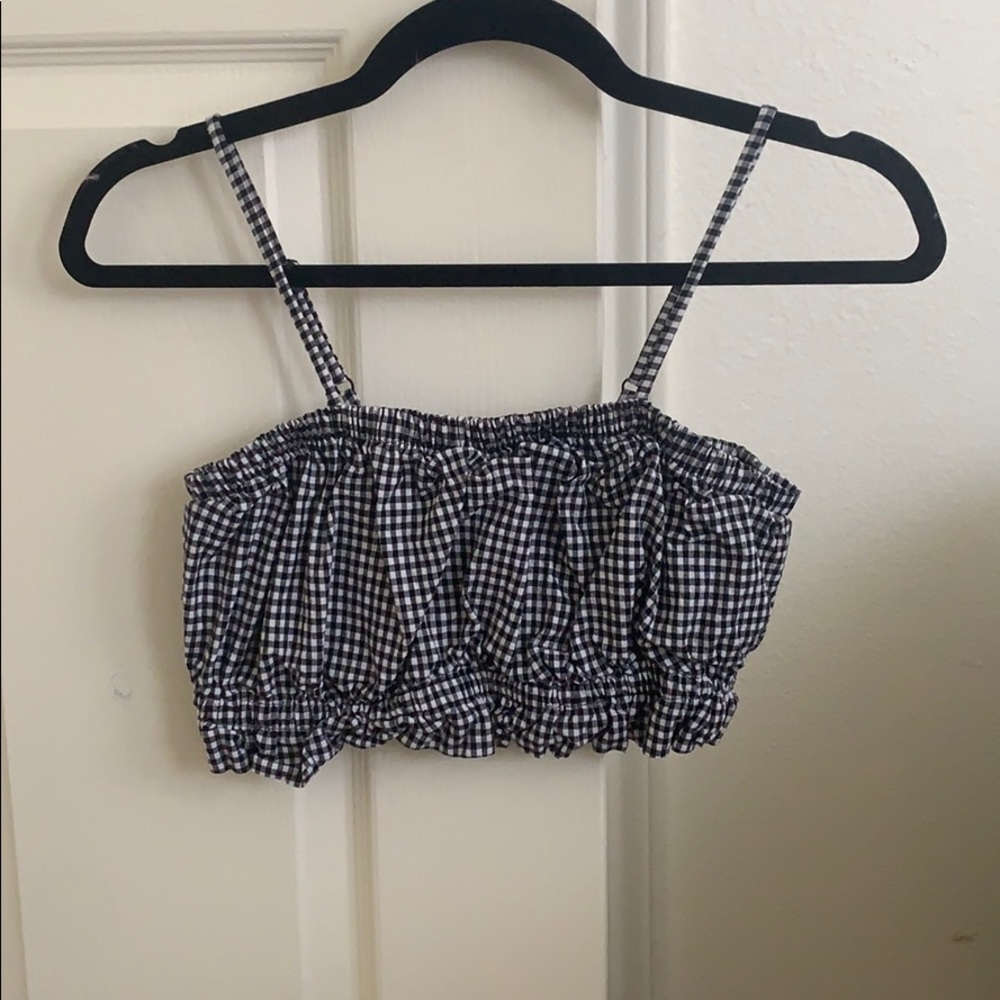 LA Hearts Black and White Gingham Crop Top